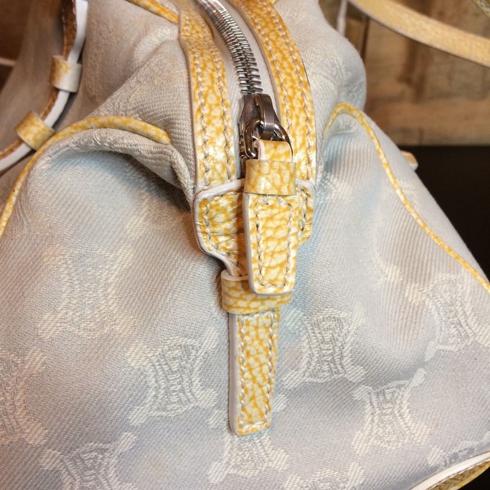 SOLD!!!! Celine Pale Blue Canvas w/Light Yellow Trim/Handle - Picture 7 of 15